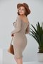Women's Boat Neck Long Sleeve Ribbed Dress - 8