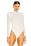 Women's White Half Turtleneck Side Gathered Jersey Bodysuit - 2