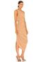 Women's Beige Drawstring Midi Jersey Dress - 2