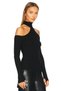 Women's Black Turtleneck Asymmetrical Jersey Blouse - 2