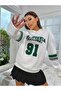 California 91 White Sleeve Printed Hooded Oversize Sweatshirt - 5