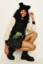 Women's Black Color Blocked Hooded Sweat Dress - 2