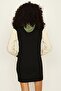 Women's Black Color Blocked Hooded Sweat Dress - 4