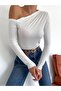 Women's Open Shoulder Sandy Knitted Blouse - 3