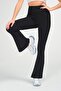 Women's Black Spanish Leg Ribbed High Waist Leggings - 4