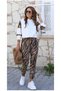 White Hooded Zebra Pattern Sweat