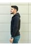 Men's Black Zipper Hooded Sweatshirt - 3
