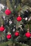 Bright Glitter Matte Red Colored Cici Ball 4 cm 6-Piece Christmas Red New Year Pine Tree Ornament with String - 7