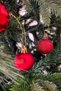 Bright Glitter Matte Red Colored Cici Ball 4 cm 6-Piece Christmas Red New Year Pine Tree Ornament with String - 8