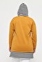Plus Size 100% Cotton Spring Comfort Model with Side Slits and Line Detail Hooded Sweatshirt - 5