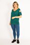 Women's Large Size Green Shoulder Low-cut Viscose Blouse 65n31706 - 5