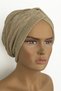 Bone Efruz Ready Turban Cross Banded Lined Hijab Bonnet Gold Yellow Gold Glitter Women's Stylish Bonnet - 2