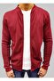 Men's Claret Red Cotton Zippered Pocket Knitted Comfortable Fit Cardigan F71569