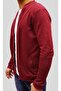 Men's Claret Red Cotton Zippered Pocket Knitted Comfortable Fit Cardigan F71569 - 3