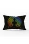 Far East Yoga Pattern - Rectangular Throw Pillow Cover on Black Background with Rainbow Motif