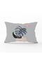 Tropical Leaf Pattern Printed Rectangular Pillow Case on Gray Background