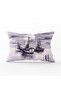 Black and White Boat Patterned Modern Rectangular Pillow Case