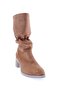 Blunt Toe Ankle Gathered Heeled Boots Tan Suede 262329121101772322 - 3