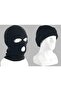Unisex Black Winter Knitted Knitted Three-Eyed Beanie Snow Mask - 3