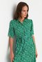 Green Floral Pattern Belted Midi Woven Viscose Shirt Dress TWOSS20EL1559 - 3