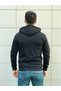 Men's Black Zipper Hooded Sweatshirt - 4