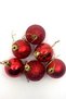 Bright Glitter Matte Red Colored Cici Ball 4 cm 6-Piece Christmas Red New Year Pine Tree Ornament with String - 2