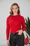 Women's Halter Neck Long Sleeve Ribbed Crop Blouse - 3