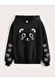 Hooded Panda Sleeve Printed Girls/Boys Sweatshirt