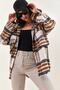 Women's Camel Gusseted Pocket Plaid Shirt 4594 - 7