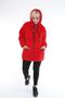 Plus Size Lycra Soft Pocket Hooded Ribbed Zipper Winter Trend Red Plush Fleece Cardigan - 5