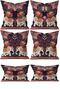 Ethnic Elephant Motif 6-Piece Throw Pillow Cover 4 Pieces 43x43cm and 2 Pieces 30x50 Cm Throw Pillow Cover Set