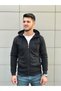 Men's Black Zipper Hooded Sweatshirt