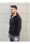 Men's Black Zipper Hooded Sweatshirt - 2