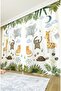 Green Cute Safari Patterned Children's & Baby's Room Background Curtain (single wing pricing) - 3