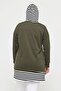 Plus Size 100% Cotton Spring Comfort Model with Side Slits and Line Detail Hooded Sweatshirt - 5