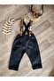 Handmade Teddy Bear Concept Navy Blue Boy's Pants Salopet 1 Year Old Birthday Outfit - 2