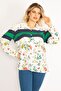 Women's Large Size Patterned Front Buttoned Woven Viscose Patterned Blouse 65n29107