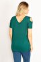 Women's Large Size Green Shoulder Low-cut Viscose Blouse 65n31706 - 4