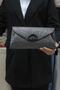 Women's Anthracite Glitter Evening Dress, Clutch Evening Bag