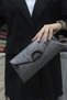 Women's Anthracite Glitter Evening Dress, Clutch Evening Bag - 4
