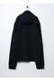 Hooded Collar Plain Navy Blue Women's Sweatshirt Sw01-Sk022 - 2