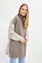 Kahverengi Renk Bloklu Boğazlı Uzun Triko Kazak TCTAW22KZ1309