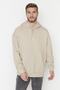 Beige Oversize/Wide Cut Hooded Fleece/Warm Sweatshirt Tmnaw23Sw00195 - 4