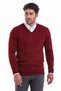 Claret Red Comfort Fit Plain V-Neck Woolen Sweater - 2