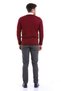 Claret Red Comfort Fit Plain V-Neck Woolen Sweater - 6