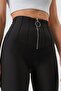 Women's High Waist Ring Zipper Detailed Tights - 4