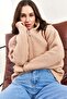 Women's Powder Zippered Turtleneck Oversize Knitwear Sweater 20223202 - 4