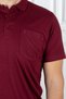 Polo Neck Buttoned Pocket Classic Pattern Claret Red T-shirt - 4