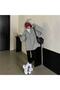 Uny Boutique Street Style Plain Oversize Gray Unisex Hooded Cardigan 8464817171 - 3