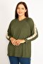 Women's Large Size Khaki Lace Detailed Blouse 65n34646